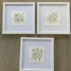 Set of 3 6x6 - unframed - Pink and Blue floral