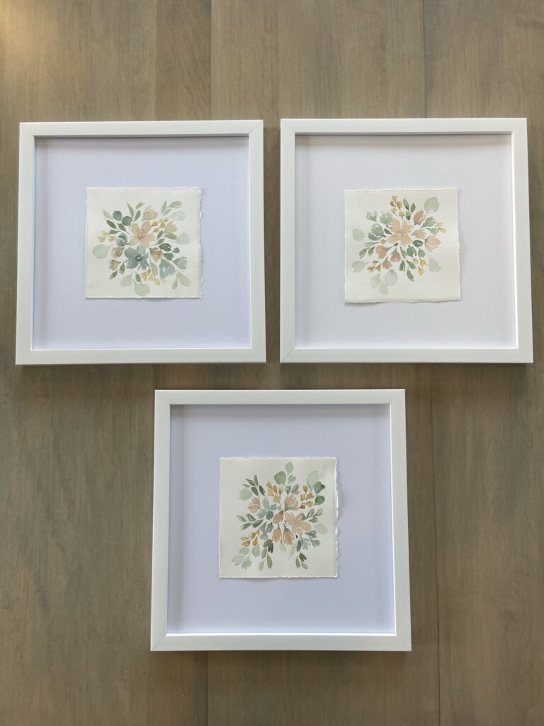 set of three wildflower tiny paintings KaylaBullen.com watercolor artist