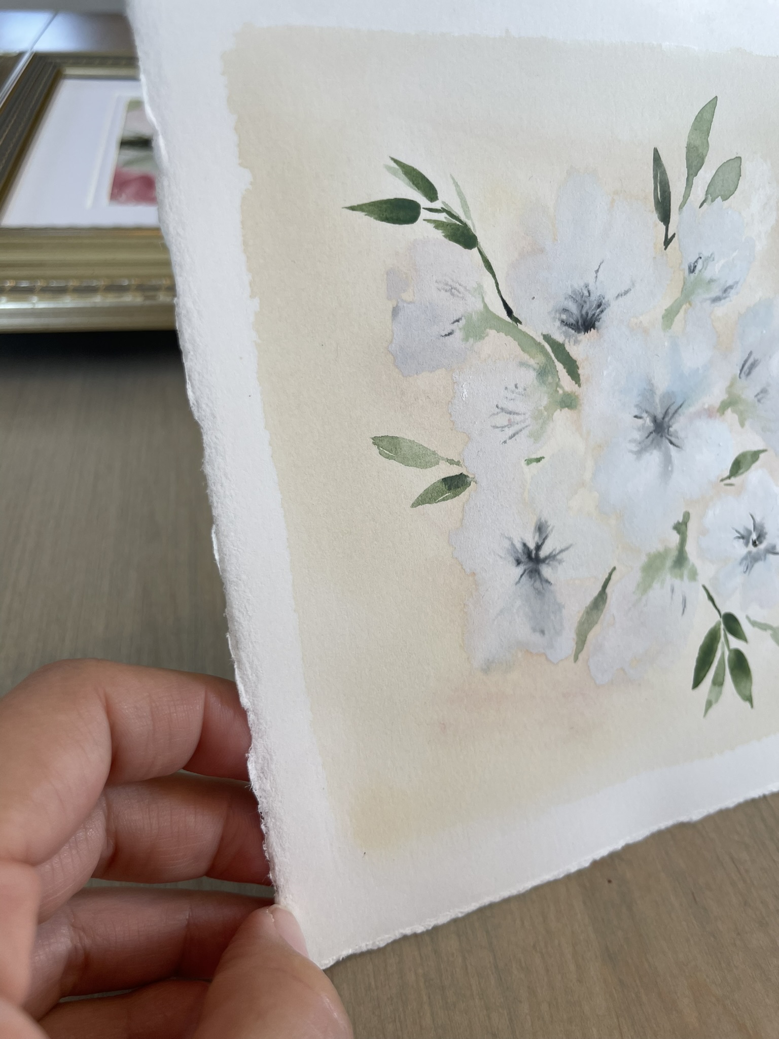 White & Neutral Floral Watercolor - unframed - Image 2