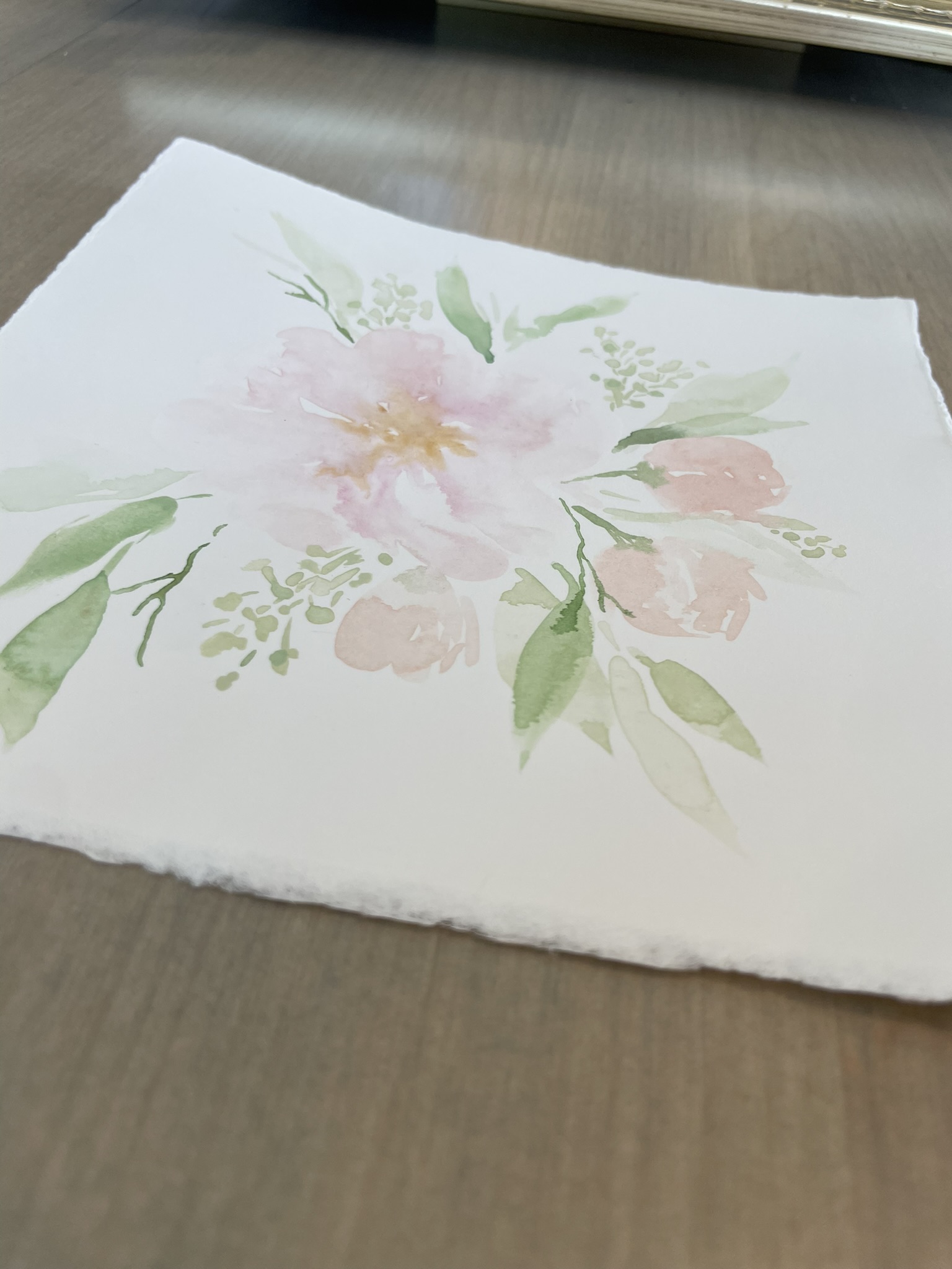 Light Pink Peony Bouquet II - 6 1/2 x 6 1/2 square -unframed - Image 3