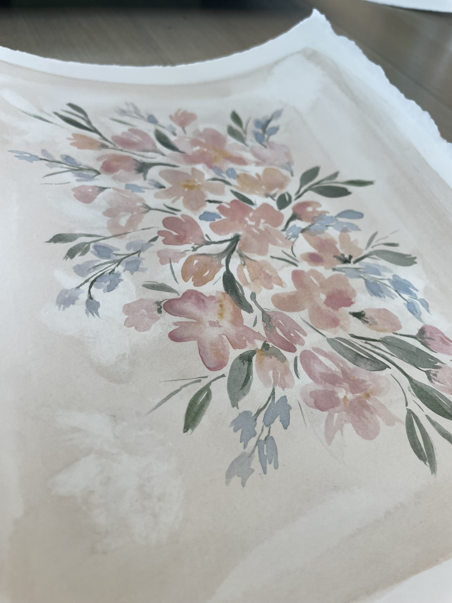 Pink and Blue Floral- 8x10 -unframed - Image 3