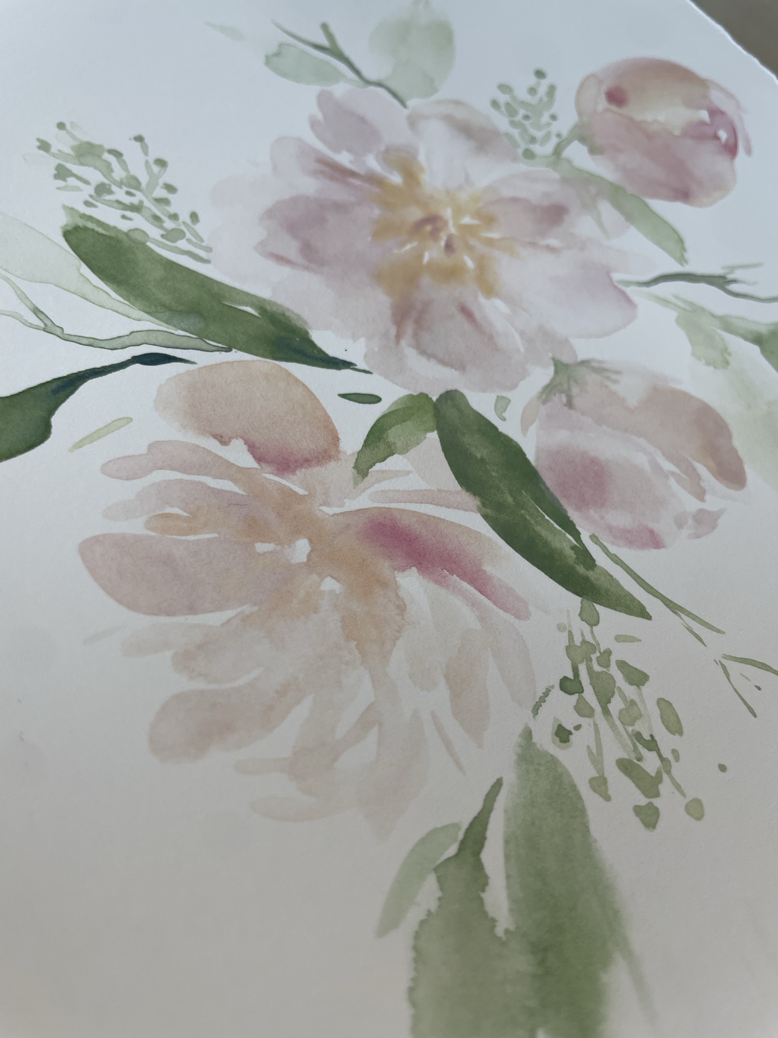 Light Pink Peony Bouquet I - 8x10 -unframed - Image 3