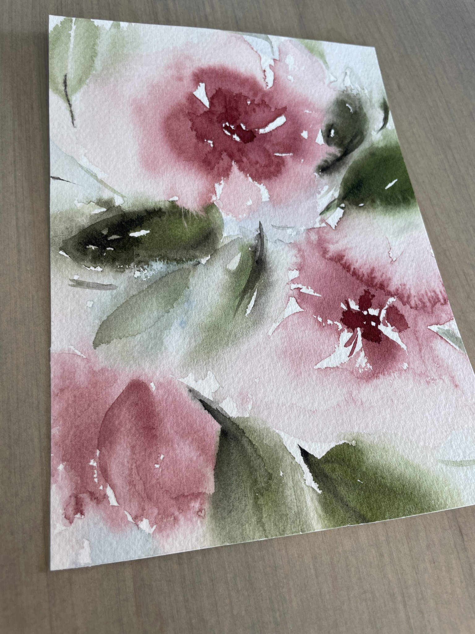 Red Floral I - 5x7 -unframed - Image 3