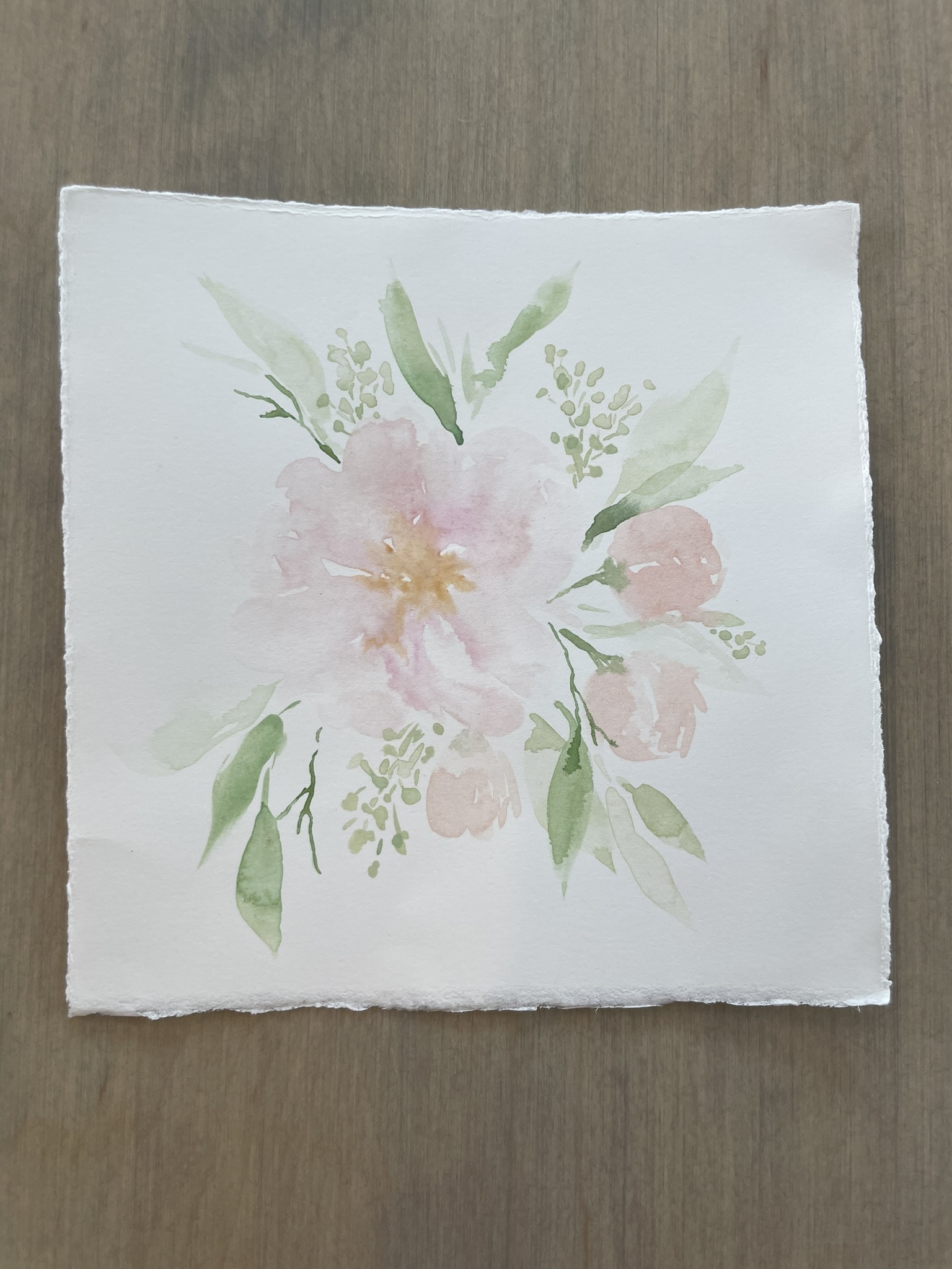 Light Pink Peony Bouquet II - 6 1/2 x 6 1/2 square -unframed - Image 2