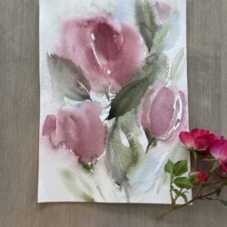 Red Floral II - 5x7 -unframed
