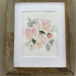 Pink Peonies and Grey Leaves - 8x10 -unframed