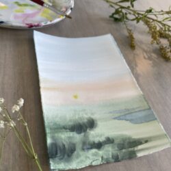 Mississippi Morning - tiny landscape watercolor painting 4x6
