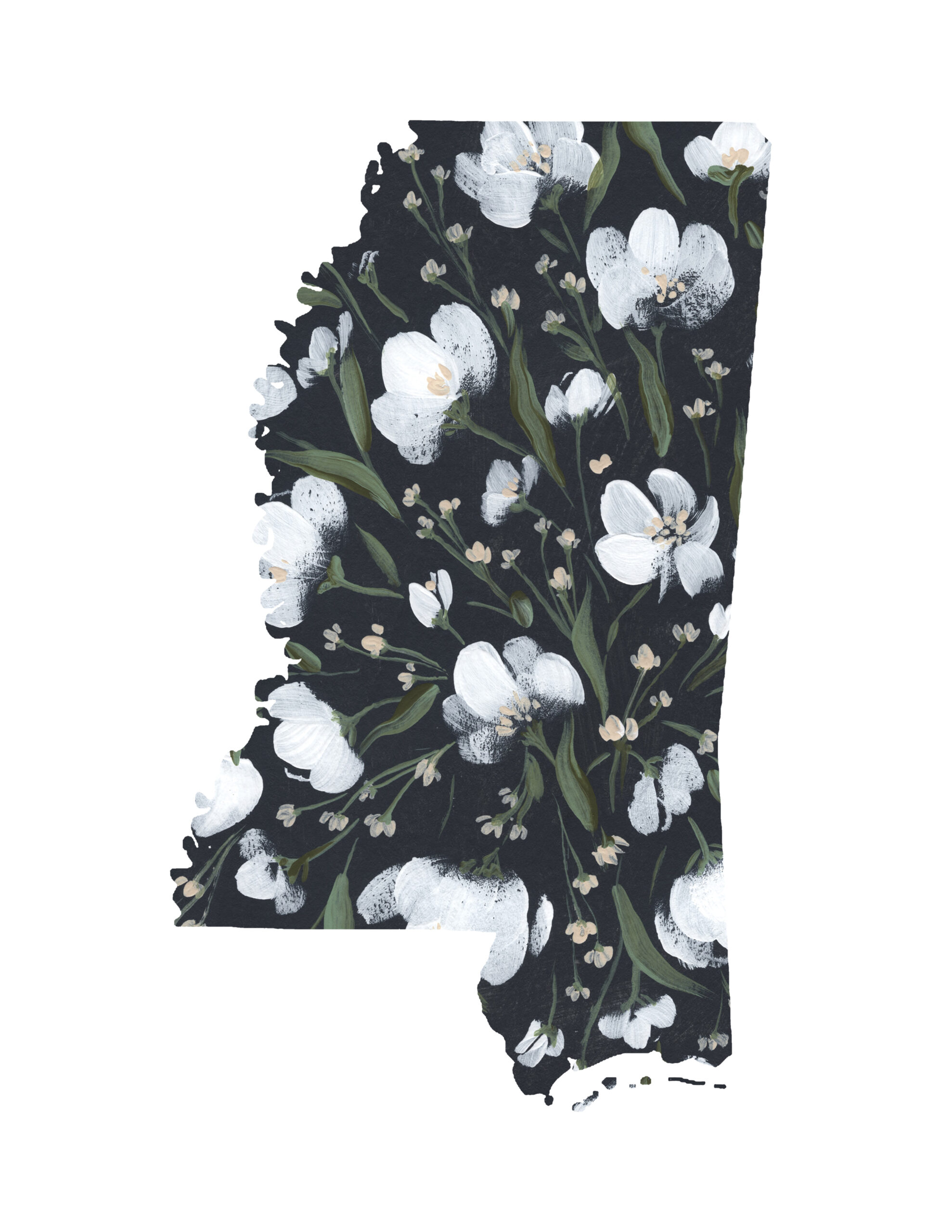 State Floral Prints (navy and white) - unframed - Image 6