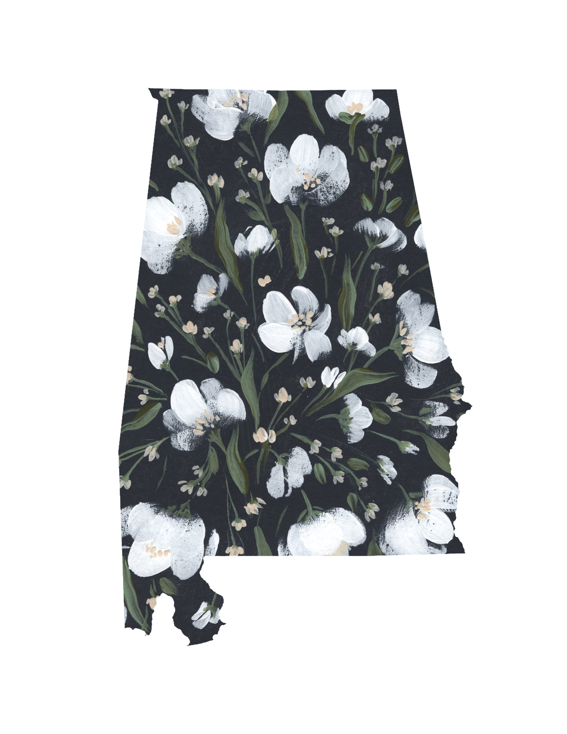 State Floral Prints (navy and white) - unframed - Image 4