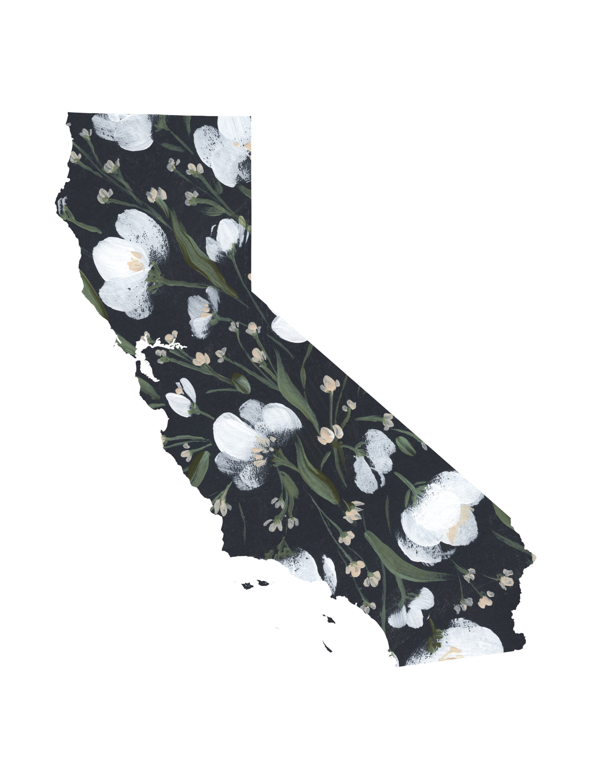 State Floral Prints (navy and white) - unframed - Image 5